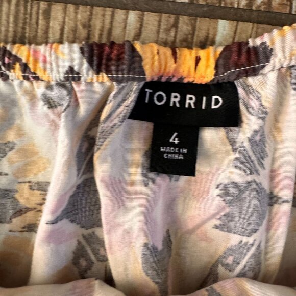 Torrid‎ Womens Babydoll Spaghetti Strap Top Smocked Waist Floral Ikat 4X Flowy - Picture 4 of 7